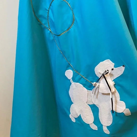 Blue Poodle Skirt Embroidered Hand Sewn With Waist Length Black Cardigan | Color: Blue | Size: Xs | Tenygreene's Closet